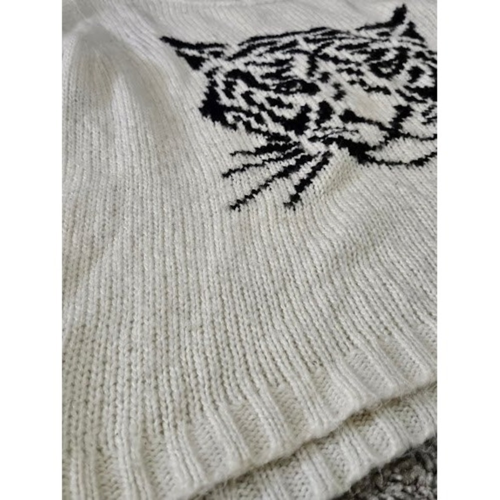 Wooden Ships Tiger Sweater Women XS White Wool Blend Knit Long Sleeve - Picture 6 of 11
